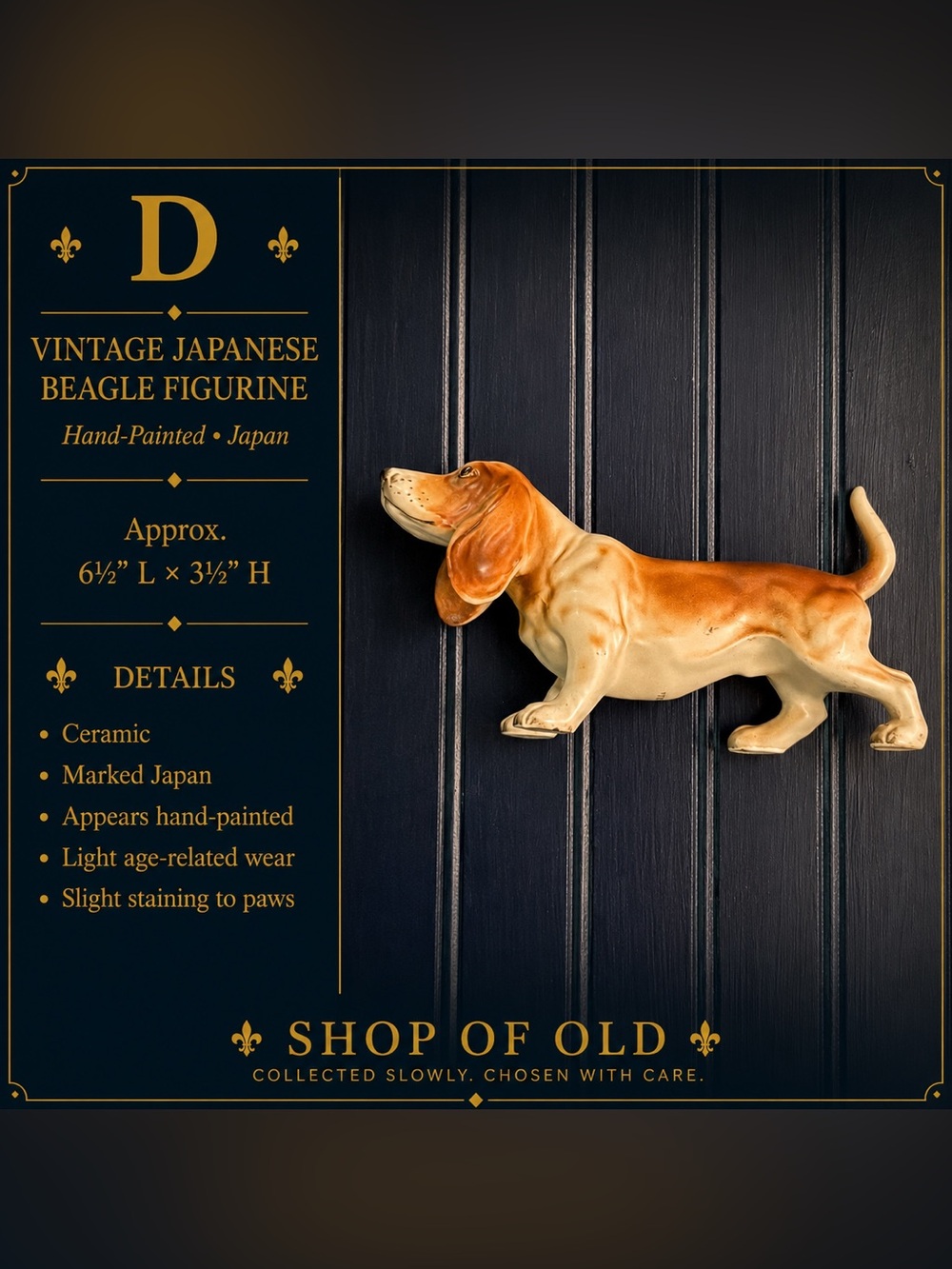 Vintage Japanese Beagle Figurine — Hand-Painted Ceramic